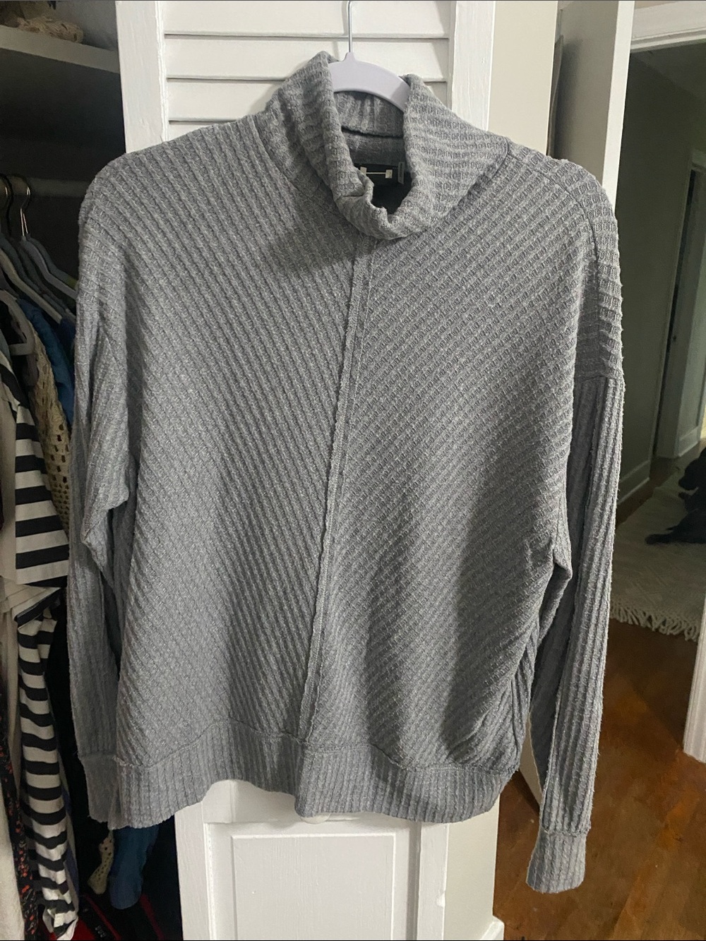 Bordeaux Light Gray Textured Turtleneck Sweater